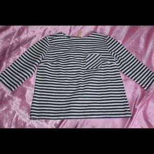 Black & White Boat Neck Striped Top
